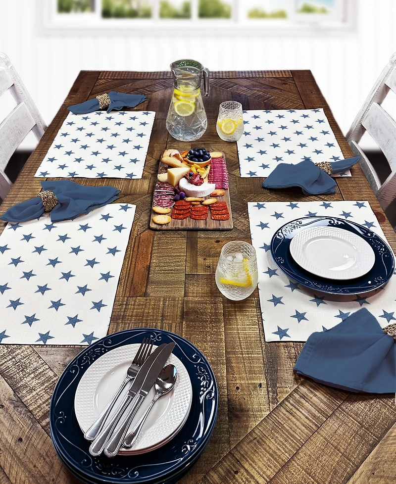 CounterArt Denim Stars Premier Fabric Placemats, Set of 4