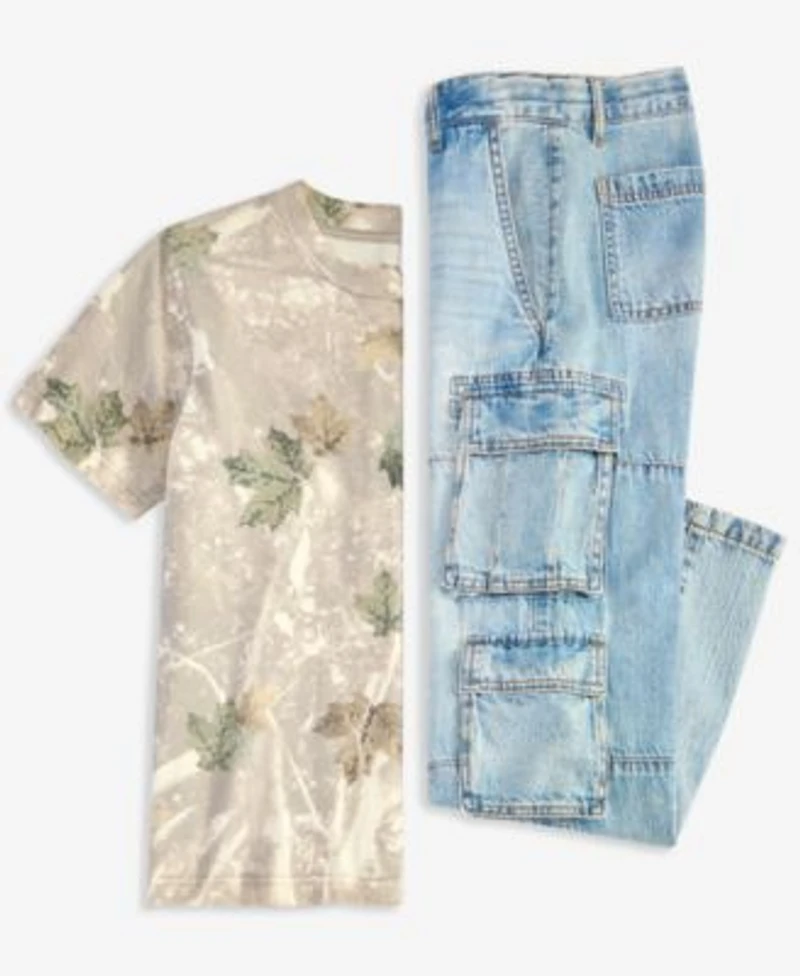 Abercrombie Kids Boys Essential T Shirt Baggy Cotton Denim Cargo Pants