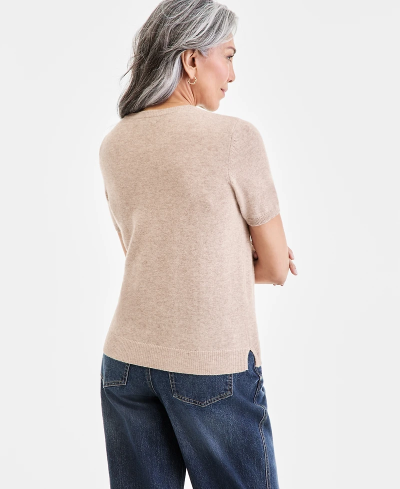 Charter Club Women's 100% Cashmere Crewneck Short-Sleeve Sweater, Macy's Exclusive