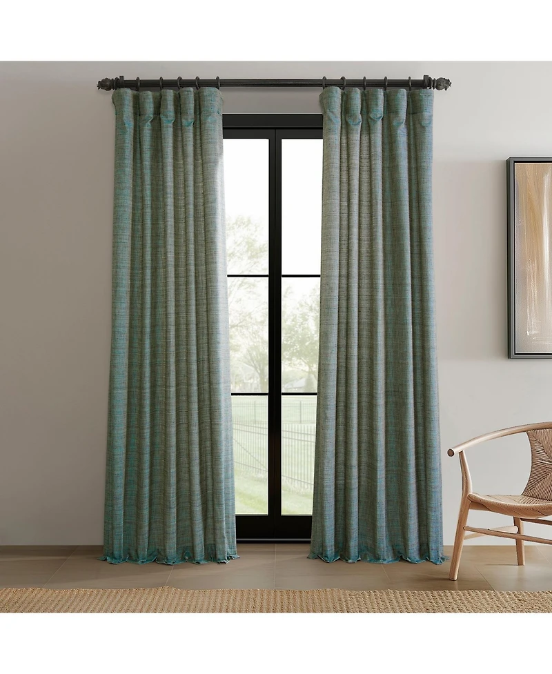 Raw Weave Linen Curtains (2 Panels) Window and Drapes, Rod Pocket Bedroom Curtains