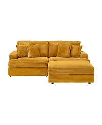 Streamdale 82 inches orange corduroy sofa, storage feet +4 throw pillows, create a living room, office fashion new darling!