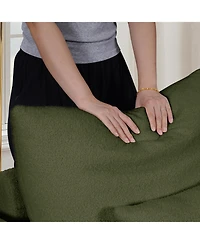 Streamdale Modern Lounge Chair - Teddy Fabric Sofa with Pillow - Army Green