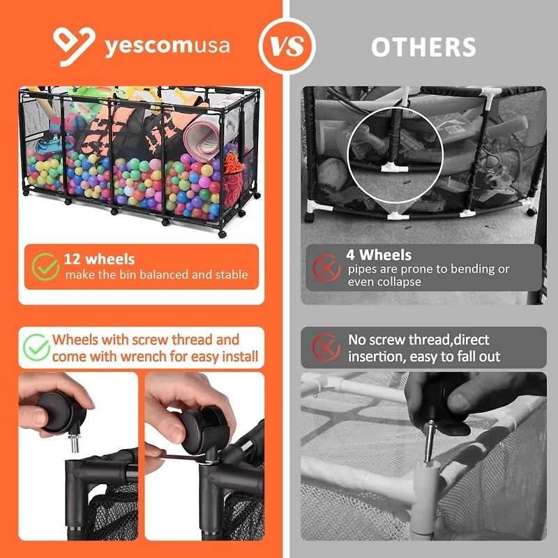 Yescom Mesh Pool Floats Storage Metal Frame Extra Large 12 Wheels Rolling Bin Cart with Blue Mesh Cover Replacement Net