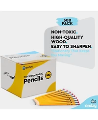 Enday #2 Pencils Bulk - 500 Pack, Pre-Sharpened Wood-Cased Yellow Pencils for Office and Classroom Supplies