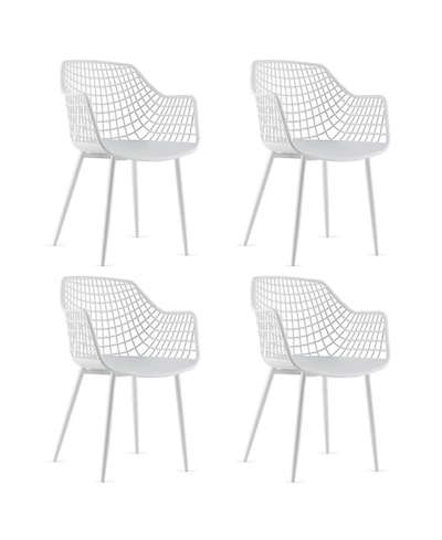 Set of 4 Heavy Duty Modern Dining Chair with Airy Hollow Backrest