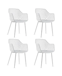 Set of 4 Heavy Duty Modern Dining Chair with Airy Hollow Backrest