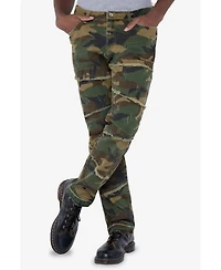 Raw X Men's Printed Pieced Fringed Stacked Jeans