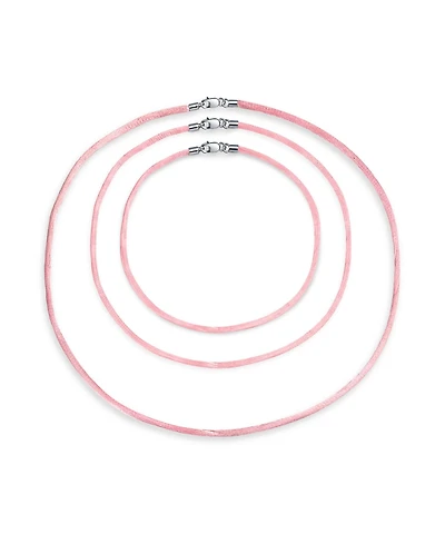 Bling Jewelry Set of 3 Satin Silk Cord Necklaces with Sterling Silver Clasp