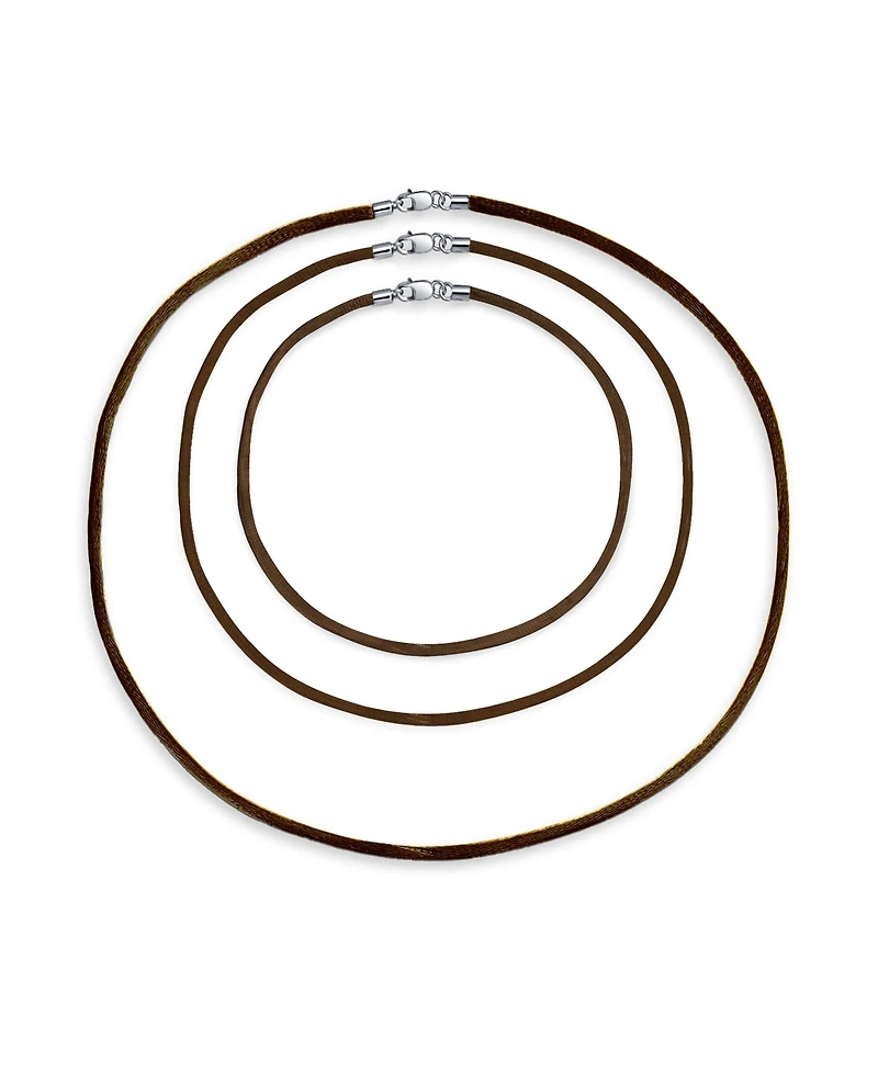 Bling Jewelry Set of 3 Soft Satin Silk Cord Necklace Sterling Silver Clasp Multiple Lengths