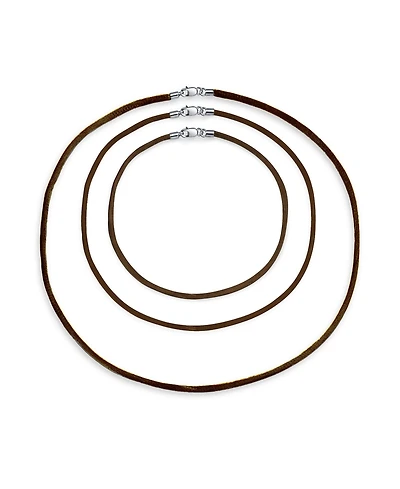 Bling Jewelry Set of 3 Soft Satin Silk Cord Necklace Sterling Silver Clasp Multiple Lengths