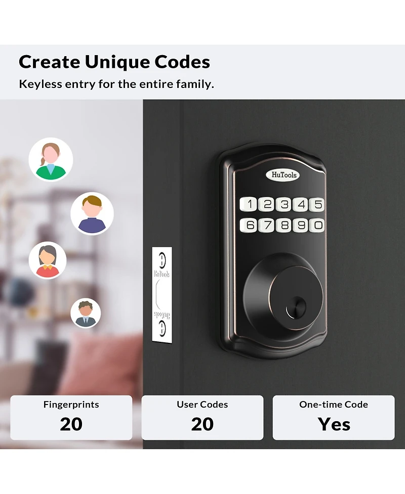 Zachvo Fingerprint Door Lock Keyless Deadbolt, Electric Door Locks with Keypads and Emergency Charging Port, Oil Rubbed Bronze