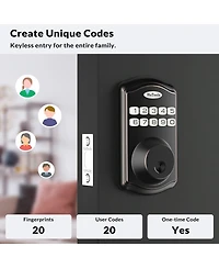 Zachvo Fingerprint Door Lock Keyless Deadbolt, Electric Door Locks with Keypads and Emergency Charging Port, Oil Rubbed Bronze