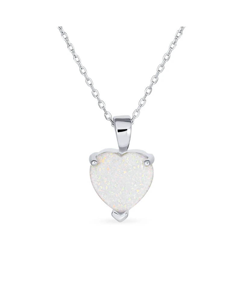 Bling Jewelry Romantic Opal Heart Pendant Necklace and Stud Earrings Sterling Silver