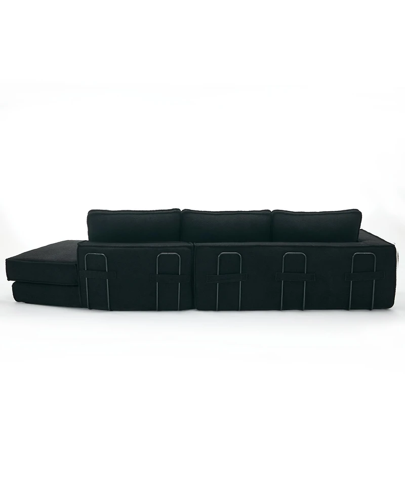 Streamdale Black Lamb Velvet Folding Sleeper Sofa Bed