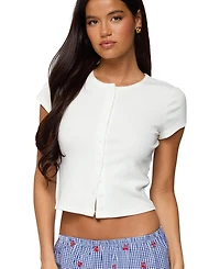 Edikted Women's Solina Ribbed Button Up Top