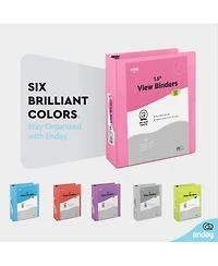 Enday 3-Ring Binder with Clear View Cover and 2 Inside Pockets – Heavy Duty Durable for School Supplies, Office Organization