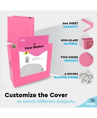 Enday 3-Ring Binder with Clear View Cover and 2 Inside Pockets – Heavy Duty Durable for School Supplies, Office Organization