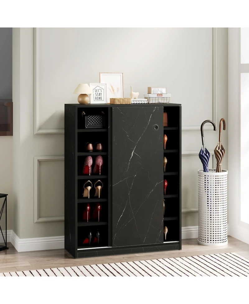 Streamdale Marble 6-Layer Shoe Cabinet with Sliding Door