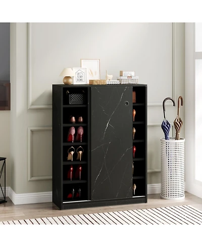 Streamdale Marble 6-Layer Shoe Cabinet with Sliding Door
