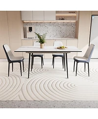 Streamdale 47-63" Expandable Dining Set Table & Cushioned Chairs, Black Legs