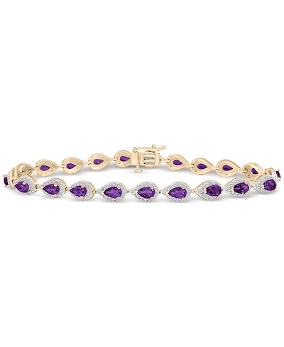 Amethyst (4 ct. t.w.) & Diamond (1/2 ct. t.w.) Bracelet in 14k Yellow Gold