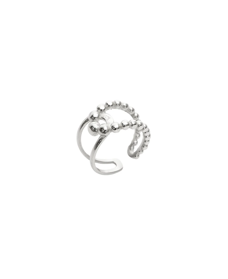 Spero London Beaded Intercepting Circle Sterling Silver Adjustable Ring