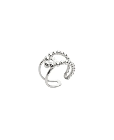 Spero London Beaded Intercepting Circle Sterling Silver Adjustable Ring