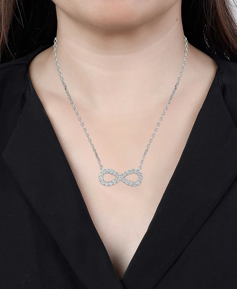 Diamond Infinity Pendant Necklace (1/2 ct. tw) in 14K White Gold, 16" + 2" extender
