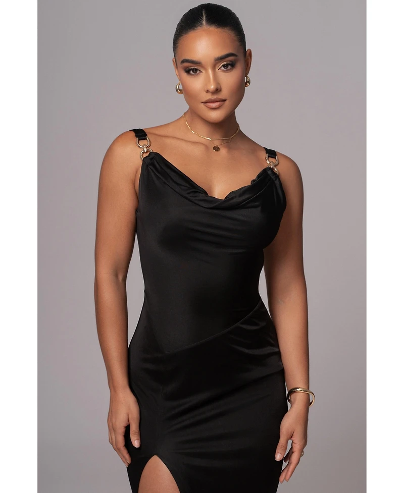 Jluxlabel Women's Cowl Neck Chain Dress