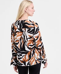 I.n.c. International Concepts Women's Printed Surplice Blouse, Exclusively at Macy's