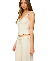 Edikted Women's Posy Ruffle Pointelle Tank Top