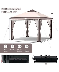 11 x 11 Feet 2-Tier Pop-Up Gazebo Tent Portable Canopy Shelter Carry Bag Mesh