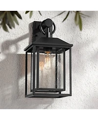 John Timberland Califa Mission Outdoor Wall Light Fixture Black Metal 18" Clear Seedy Glass for Post Exterior Barn Deck House Porch Yard Patio Ho
