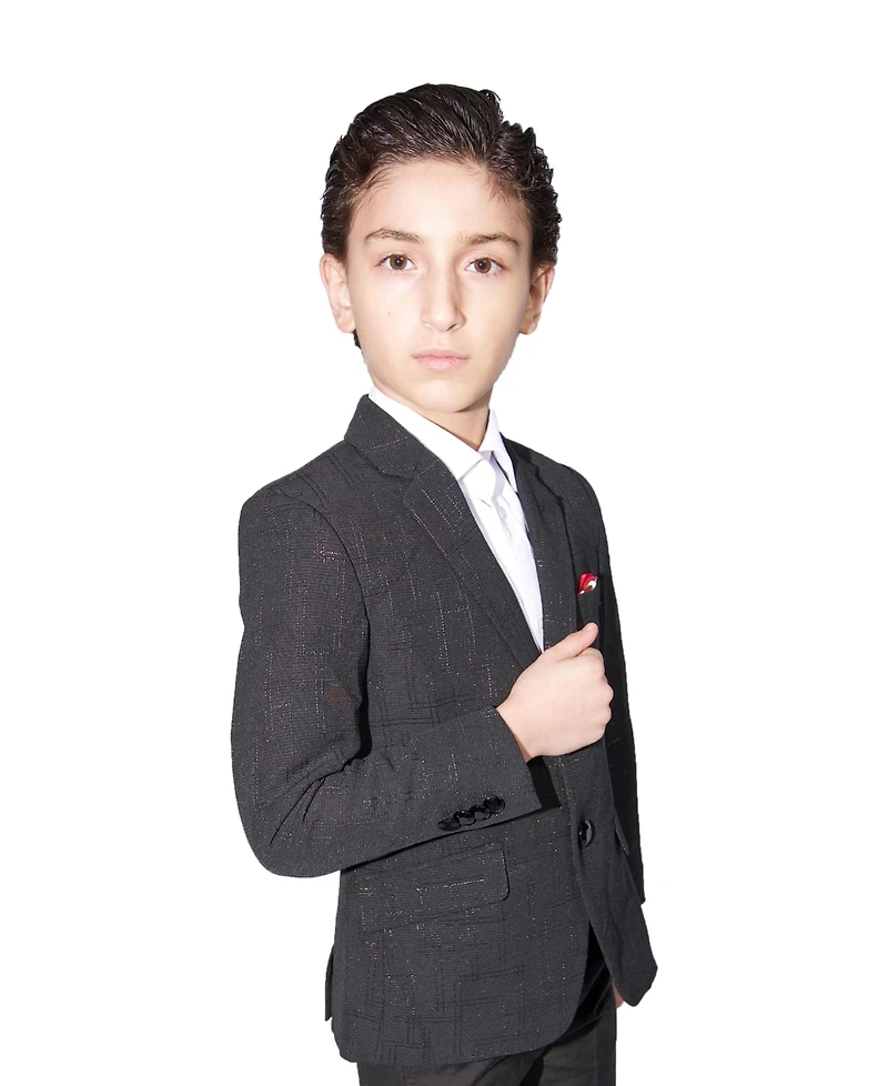 Elie Balleh Toddler Black Slim Fit Windowpane Blazer