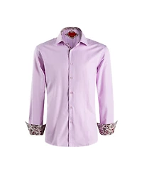 Elie Balleh Big Boys Pink Slim Fit Houndstooth Dress Button-Down Shirt