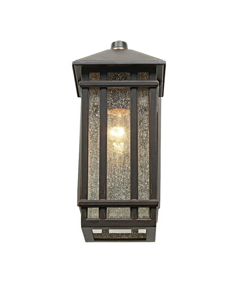 Kathy Ireland Sierra Craftsman Mission Outdoor Wall Light Fixtures Set of 2 Rubbed Bronze 10 1/2" Seedy Glass Panels for Post Exterior Light Barn