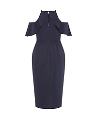 City Chic Plus Love Siren Ruffle Shoulder Dress