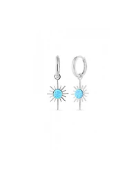 Spero London Blue Opal Northernstar Drop Hoop Earring Sterling Silver