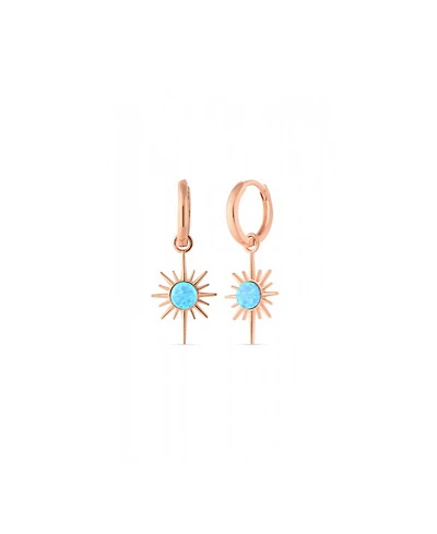 Spero London Blue Opal Northernstar Drop Hoop Earring Sterling Silver