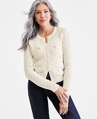 Charter Club Women's 100% Cashmere Embellished Cable-Knit Cardigan, Macy's Exclusive