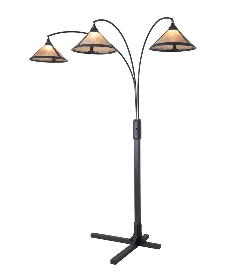Nova of California 86" Wood Natural Mica 3 Light Arc Floor Lamp