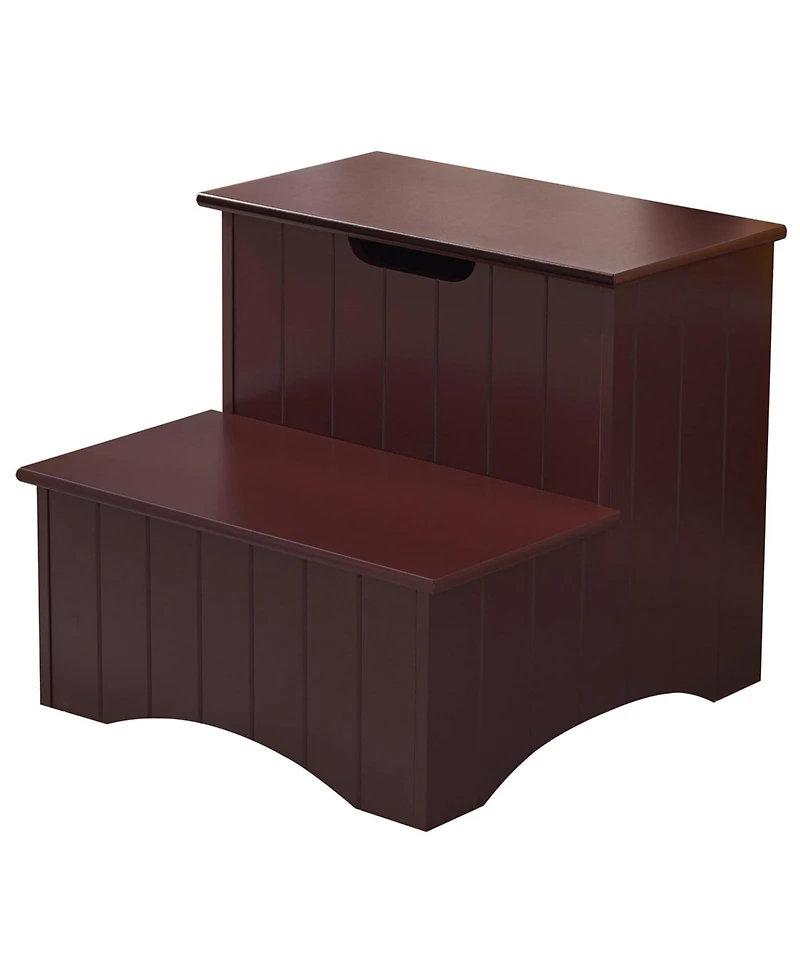 Kings Brand Furniture 2 Step Wooden Step Stool with Hidden Storage for Adults or Kids, Dog Stairs