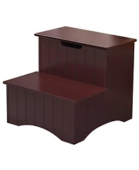 Kings Brand Furniture 2 Step Wooden Step Stool with Hidden Storage for Adults or Kids, Dog Stairs