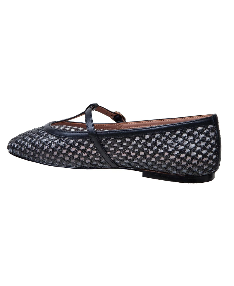 Monet | Raffia and Nappa Leather T-Strap Flats