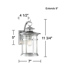 Franklin Iron Works Callaway Modern Industrial Outdoor Wall Light Fixtures Set of 2 Chrome Metal 11 3/4" Clear Seedy Glass for Post Barn