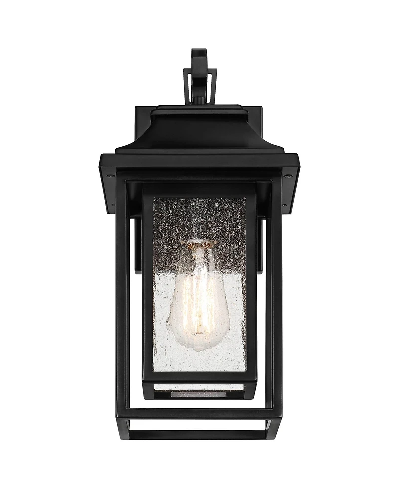 Cecile 15 1/4" High Mission Country Traditional Outdoor Wall Light Fixture Mount Porch House Exterior Outside Box Lantern Black Clear Seeded Glas