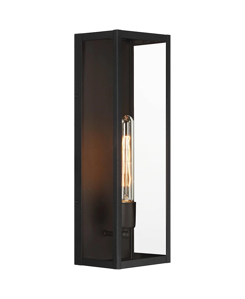 Cornell 18" High Modern Industrial Outdoor Wall Light Fixture Mount Porch House Exterior Outside Box Edison Bulb Sand Black Clear Glass Shade Fro