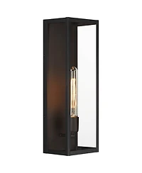 Cornell 18" High Modern Industrial Outdoor Wall Light Fixture Mount Porch House Exterior Outside Box Edison Bulb Sand Black Clear Glass Shade Fro