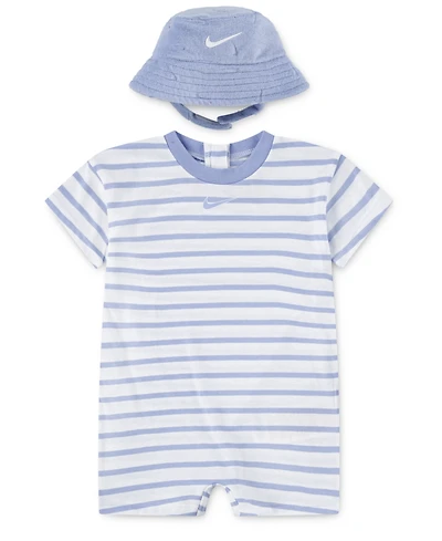 Nike Baby Boys Short Sleeve Romper with Bucket Hat