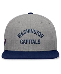 Fanatics Men's Heather Gray Washington Capitals Elements Flat Brim Leather Strap back Hat